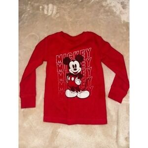 Disney Jumping Beans Mickey Mouse Red Waffle Knit Thermal Shirt Kids 2T (C)
